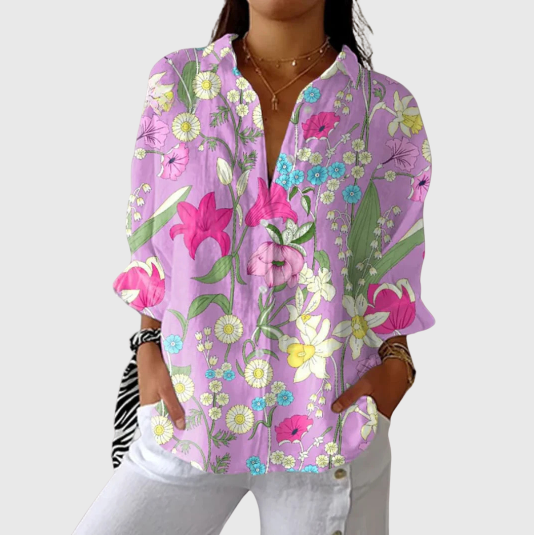 Leichte und farbenfrohe Druckbluse