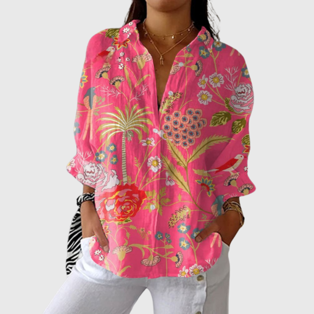 Leichte und farbenfrohe Druckbluse