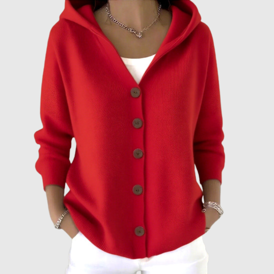 Strick-Cardigan mit Kapuze