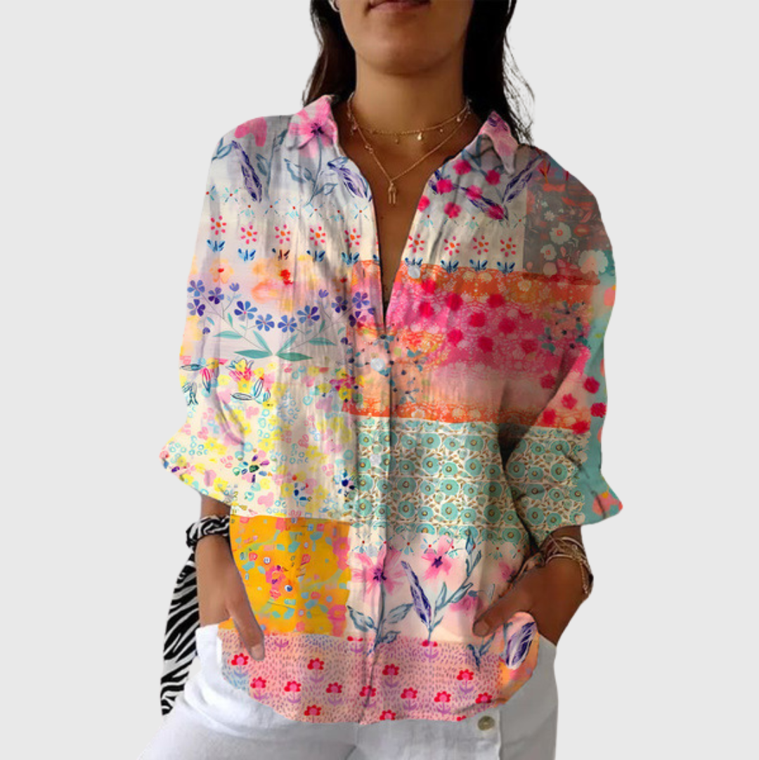 Leichte und farbenfrohe Druckbluse