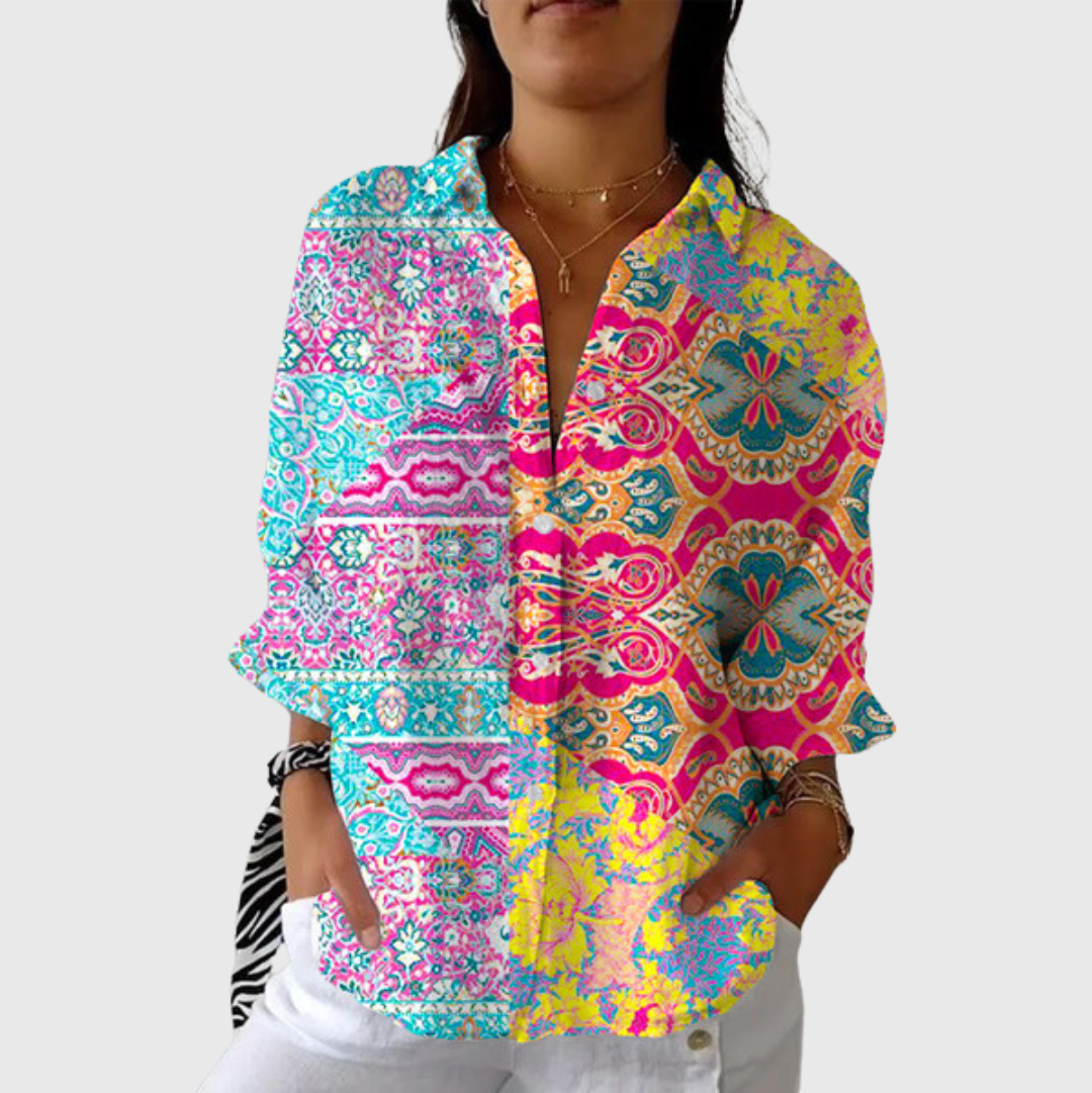 Leichte und farbenfrohe Druckbluse