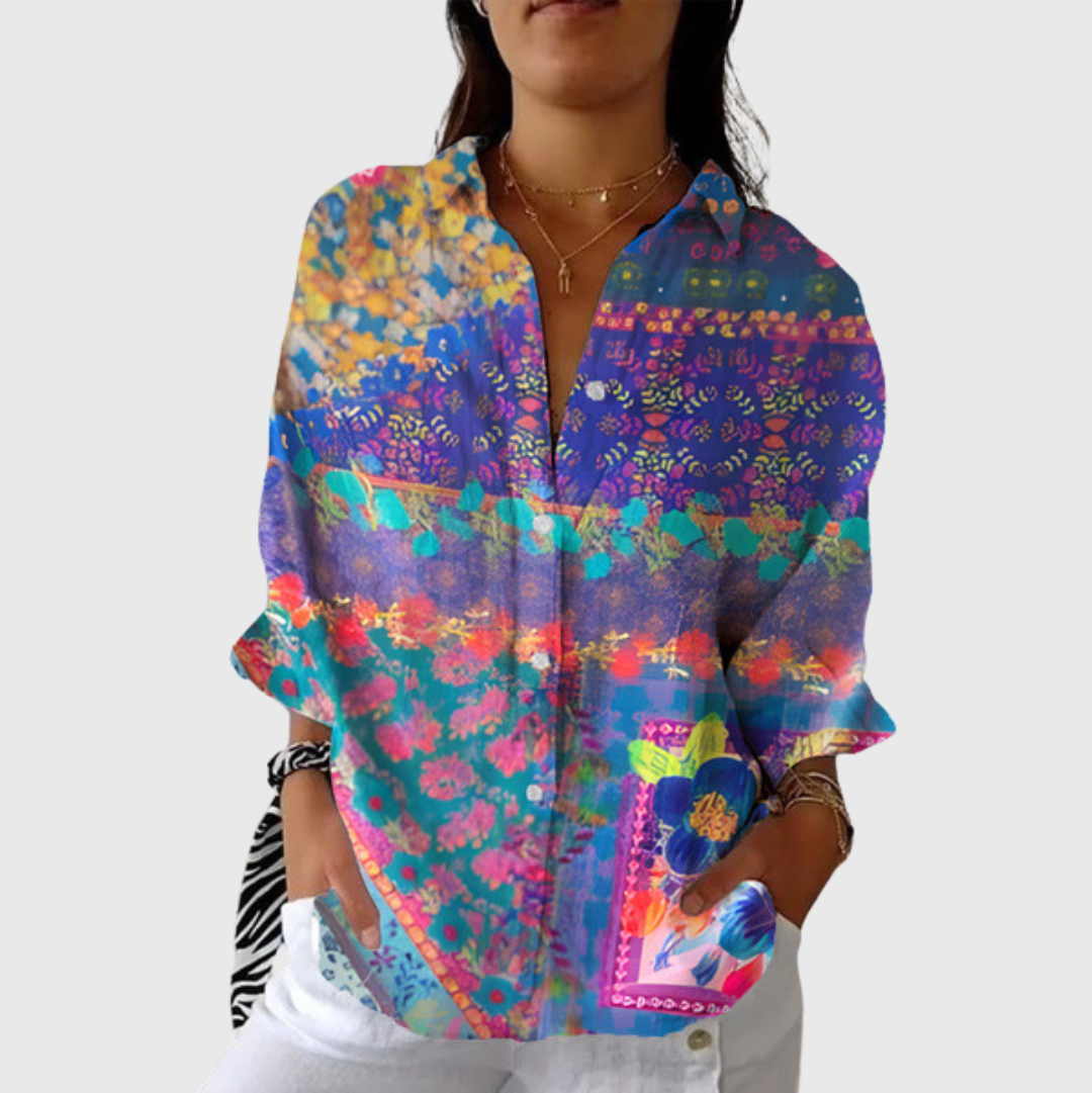 Leichte und farbenfrohe Druckbluse