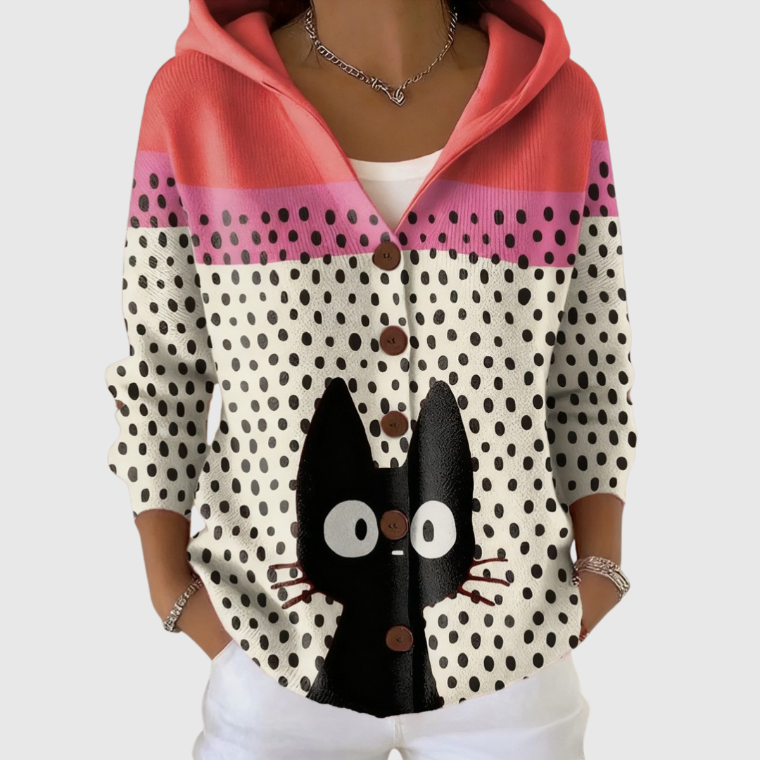 Strick-Cardigan mit Kapuze